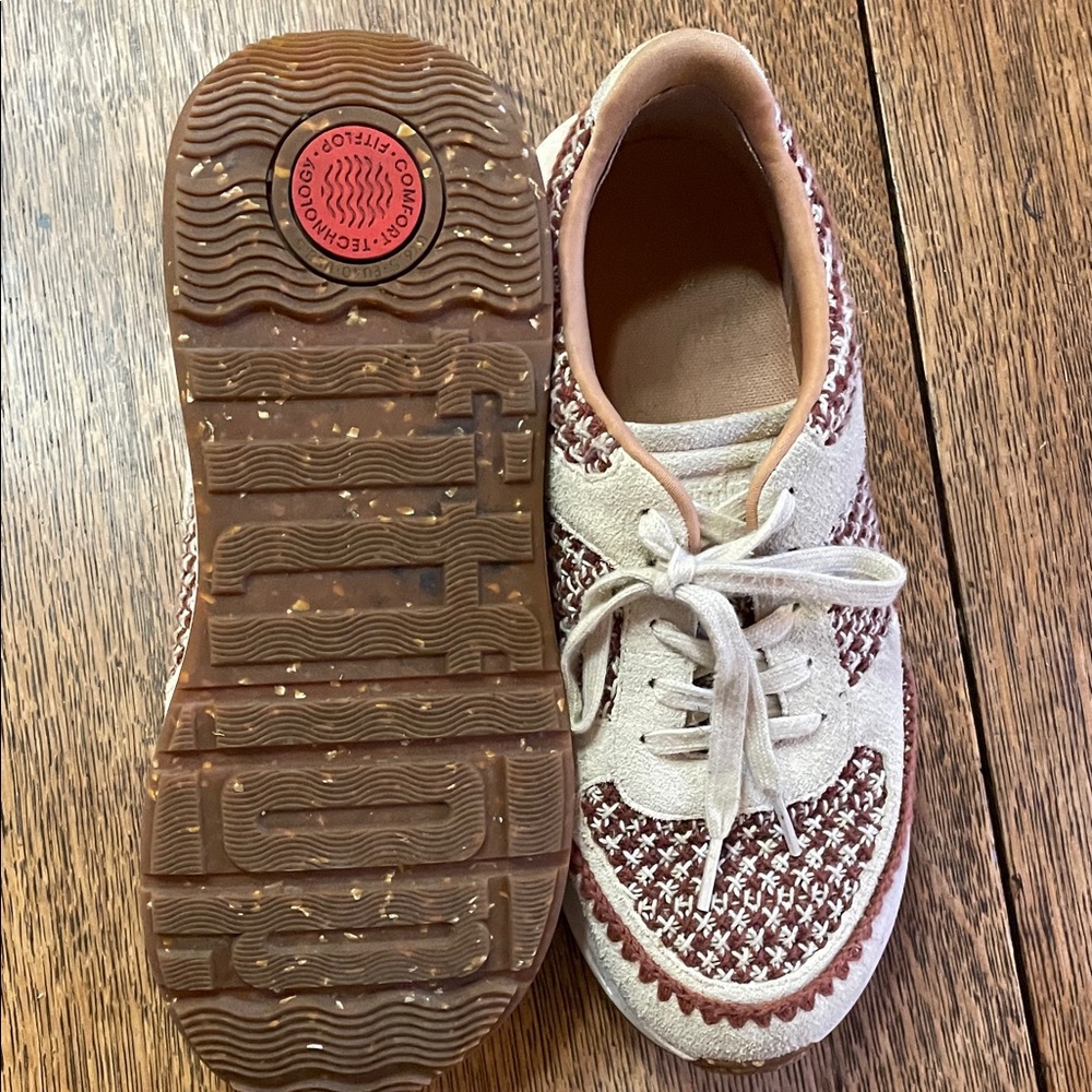 Fitflop Cream and Brown Patterned Sneakers - Picture 2 of 3